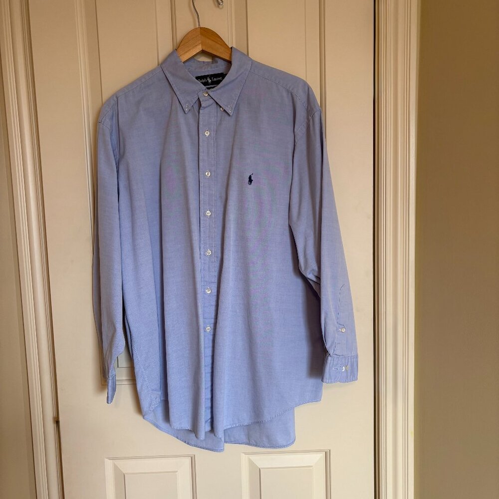 Ralph Lauren Yarmouth Dress Shirt Men’s 17.5 Light Blue Classic Fit Button Down - Picture 2 of 5